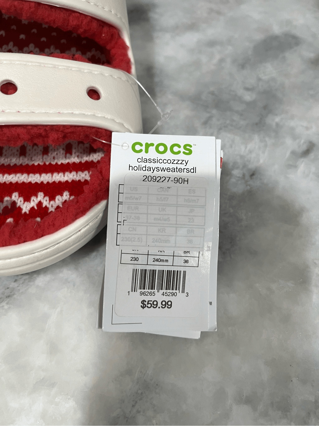 Crocs Classic Cozzzy Holiday Sweater Fleece Lined Sandal Slide Unisex M4/W5