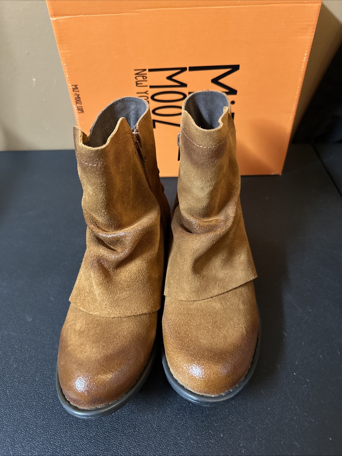 Miz Mooz Suede Ruched Ankle Boots-Dotti-Wheat Suede-EU 40 (US 9-9.5)-NEW-A670295