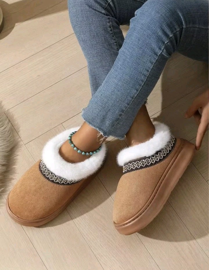 Women Winter Faux Fur Snow Boots Thick Sole Warm Plush Booties Slippers Sz 8 8.5