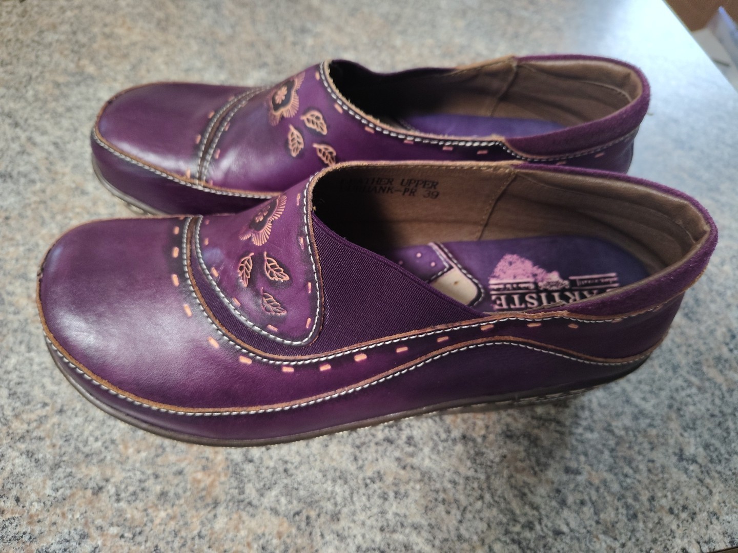 Spring Step L’Artiste Burbank Purple Leather Clogs Women’s EU 39 US 8.5