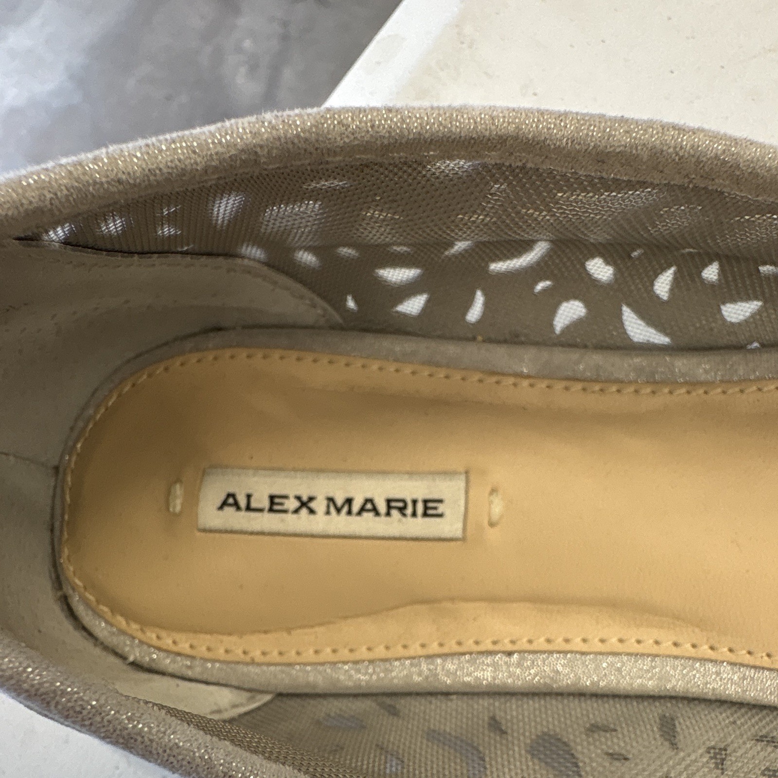 Alex Marie Women’s Silver Glitter Ballet Flats Fabric Slip-On Round Toe 10m