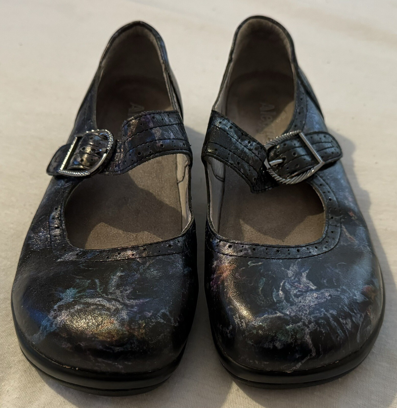 Alegria Black Space Galaxy Mary Janes Sz. 39 Buckle Butterfly Shoes