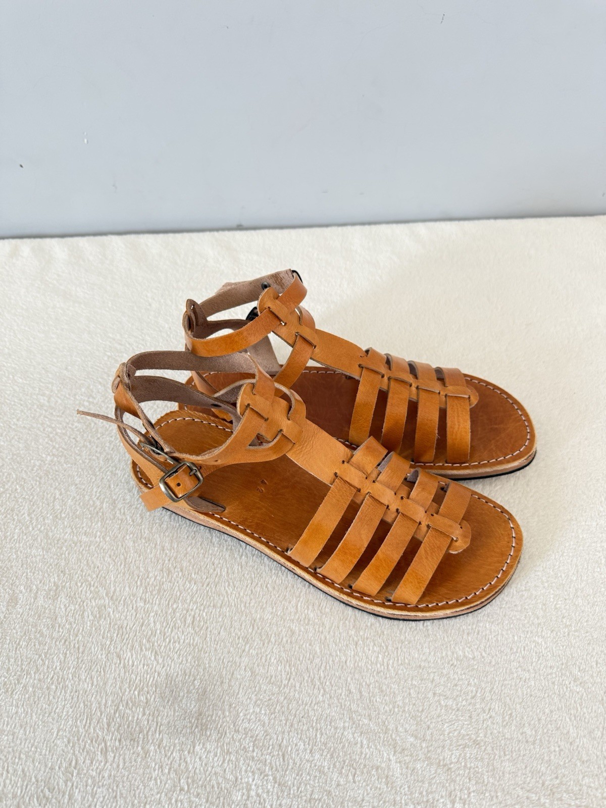 Handcrafted Genuine Leather Women’s Sandals – Five-Strap Cognac | 100% Handmade