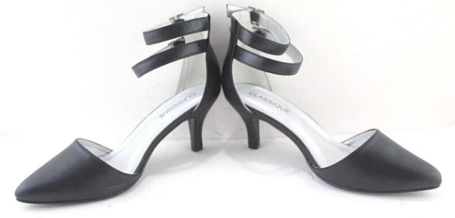 CLASSIQUE WOMENS 2.5 in cone heel dress shoes multi sizes black faux leather NEW