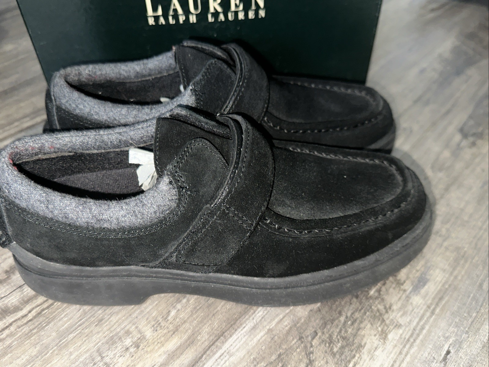 Lauren Ralph Lauren Black Suede Aveline Leather Shoes New Size 7.5b
