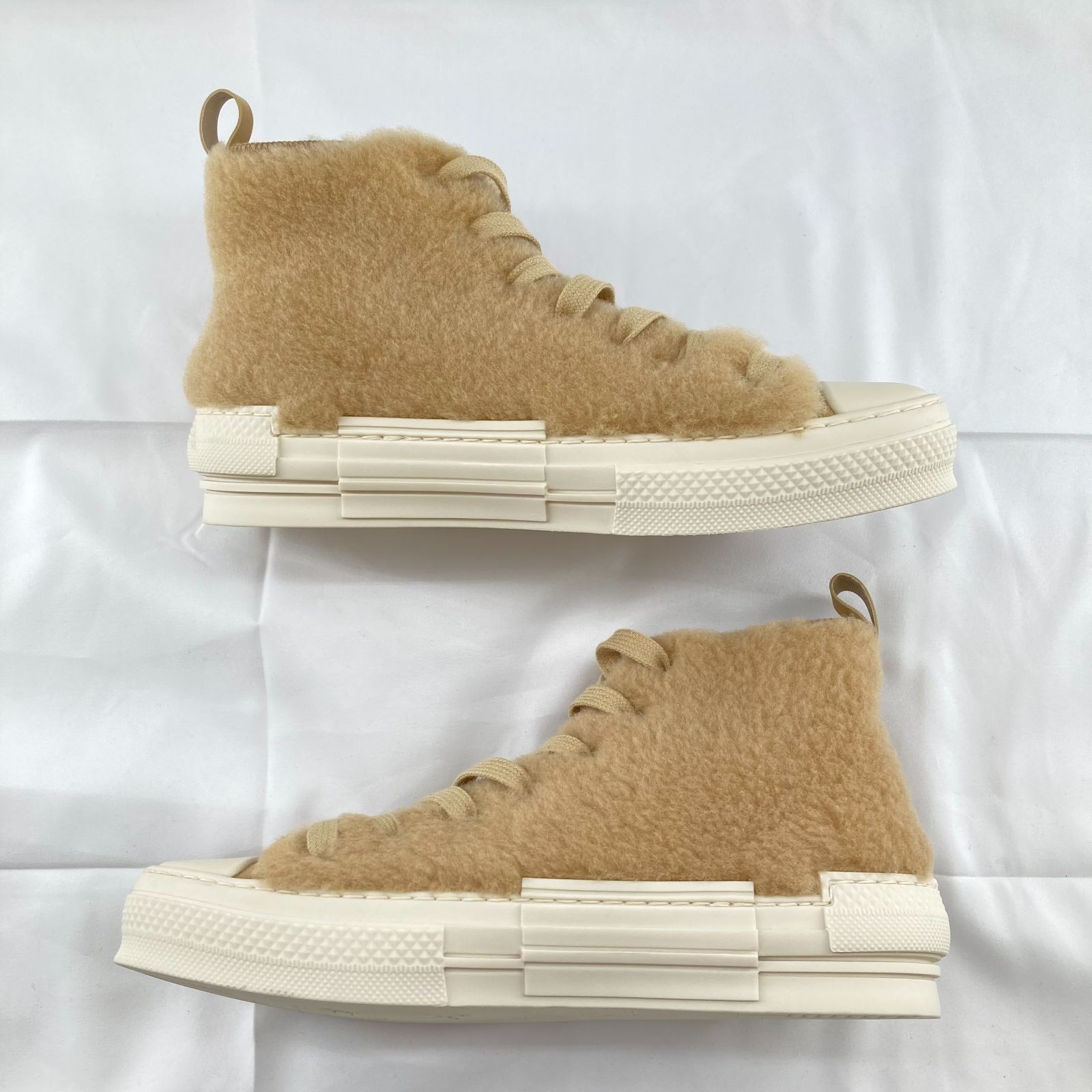 Christian Dior DIORxERL B23 Boa Rabbit High-Top Sneakers #38 Beige