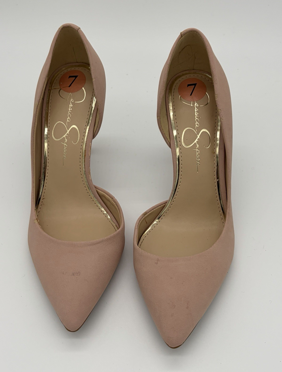 Jessica Simpson Women’s Pink Pointed Toe Stiletto Pumps Faux Leather 7