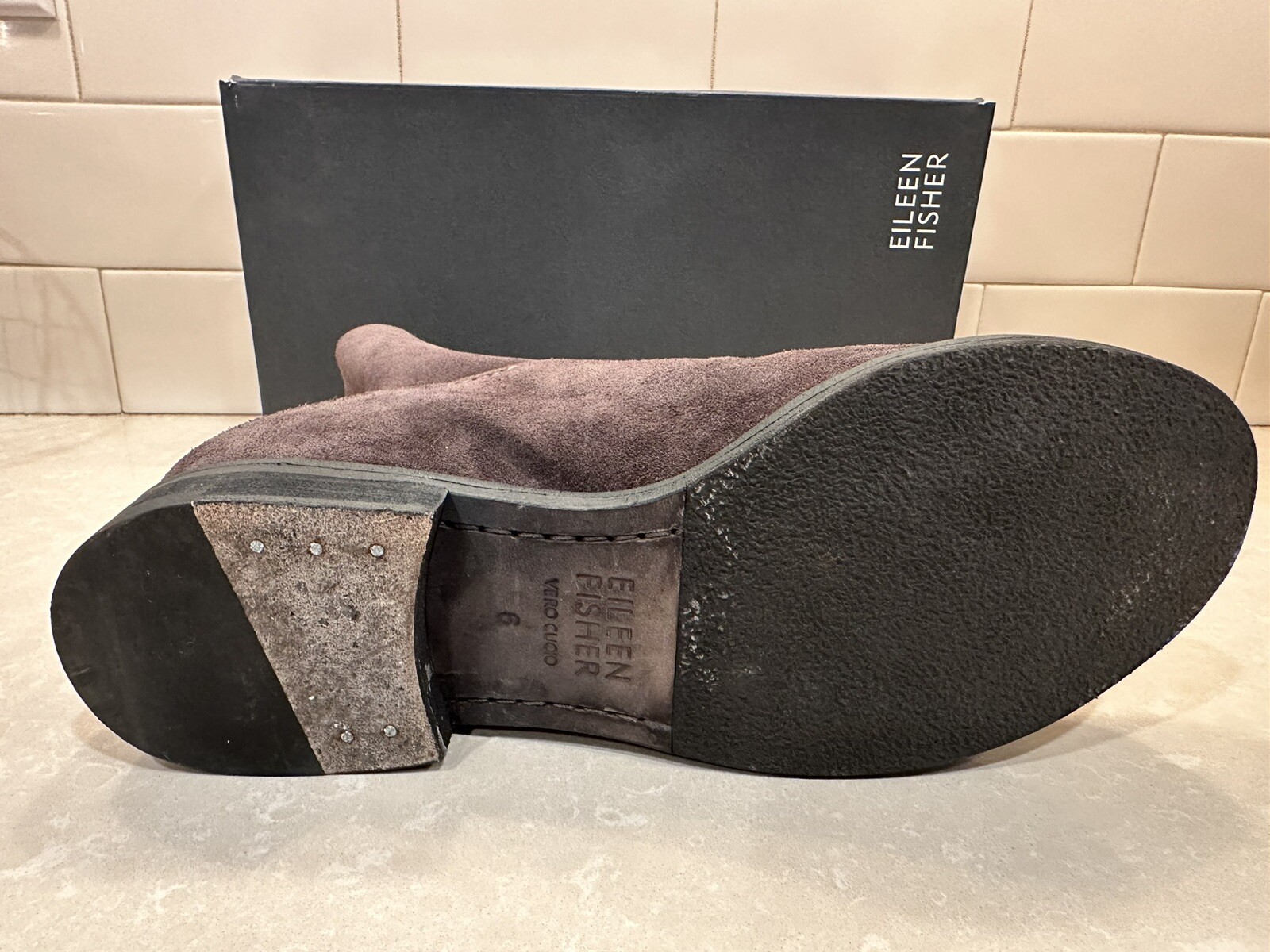 Eileen Fisher JAUNT-SS Slate Sport Suede Boots 6M EUC