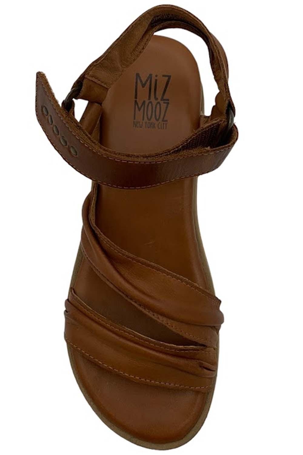 Miz Mooz Leather Ankle Strap Sandals Camellia Brandy