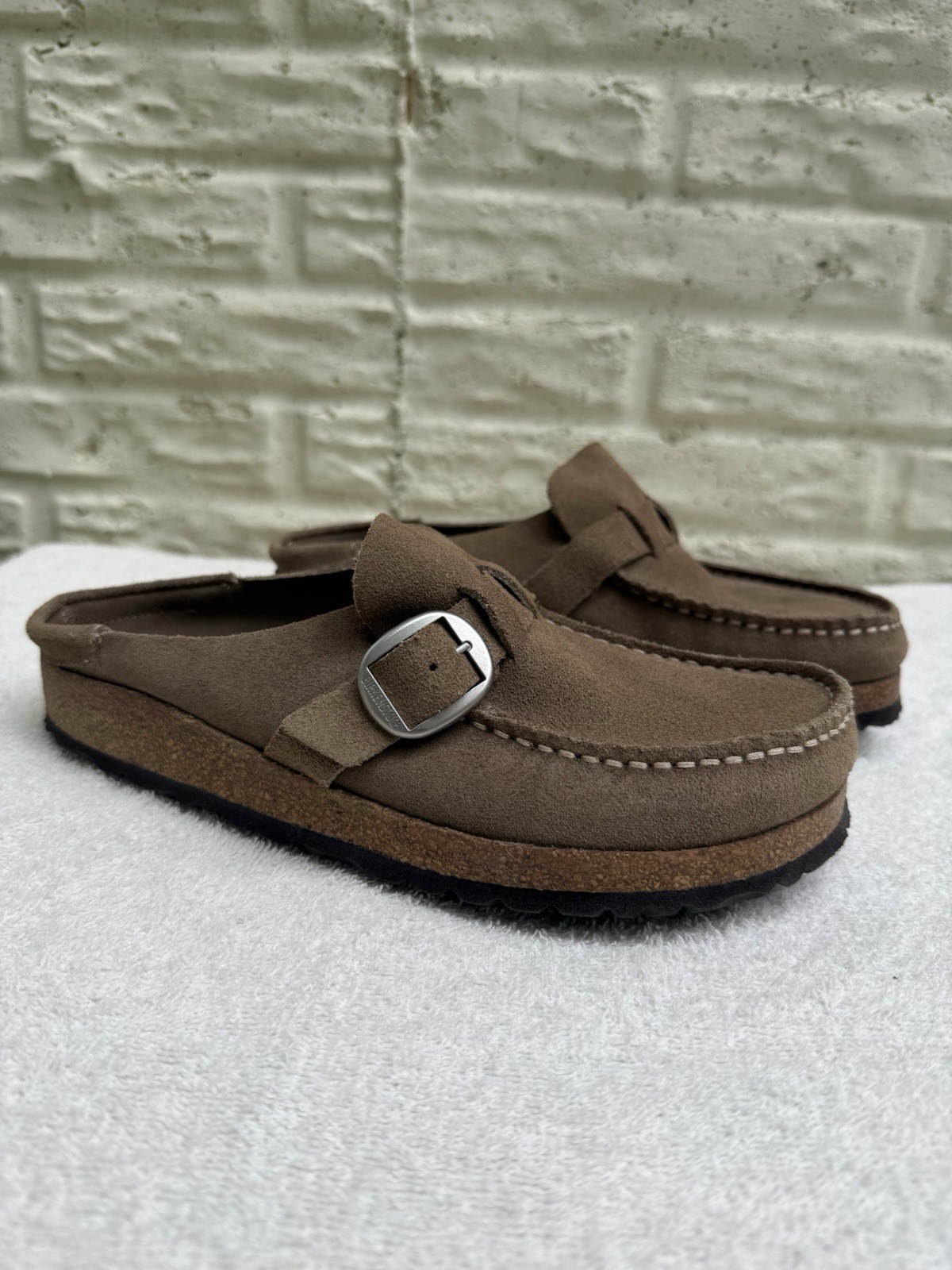 Birkenstock Buckley Suede Mules Loafers Clogs Taupe Brown Women’s 39 US 8-8.5