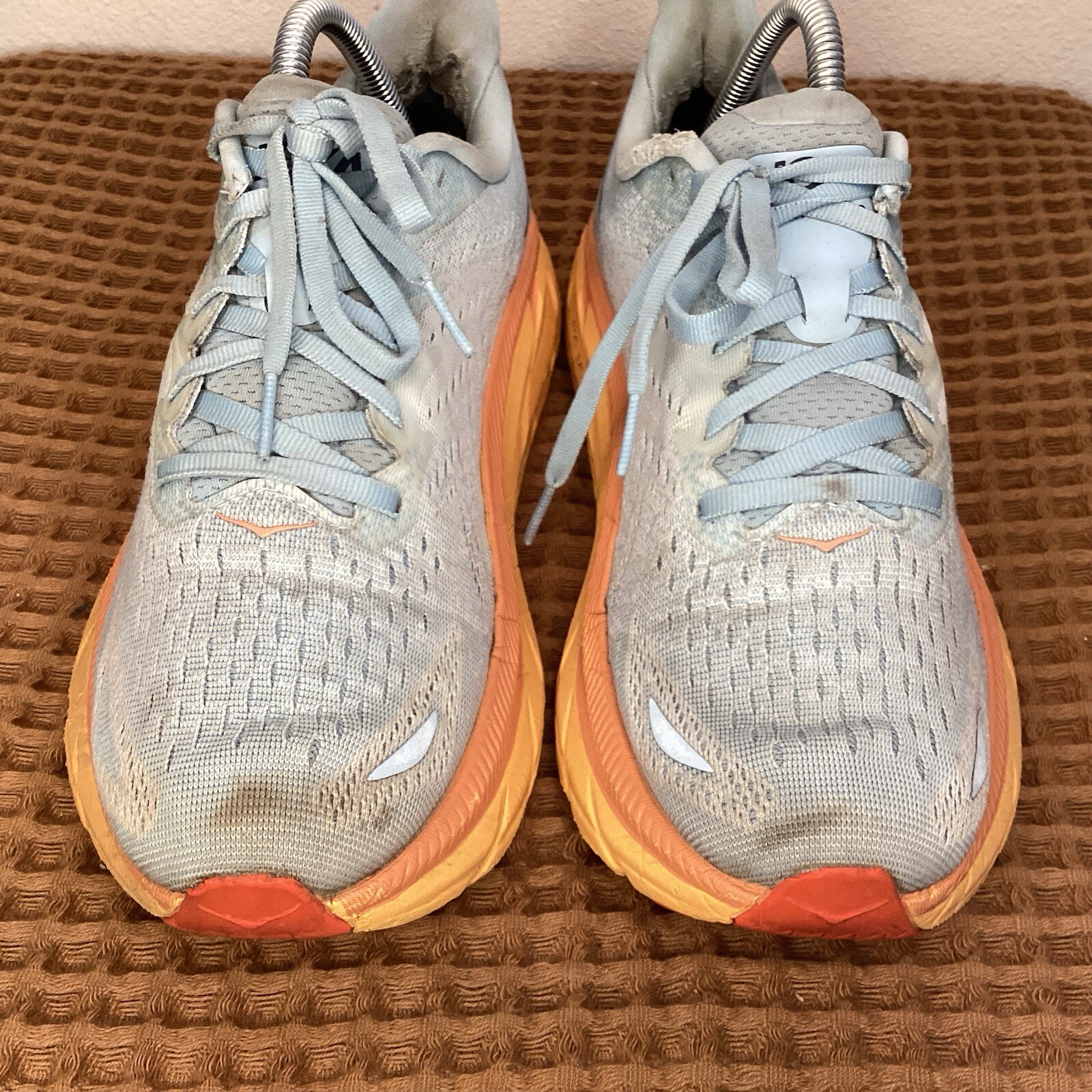 Hoka One Clifton 8 Women’s Size 9 B Running Shoes Lace Up Sneakers Blue Yellow