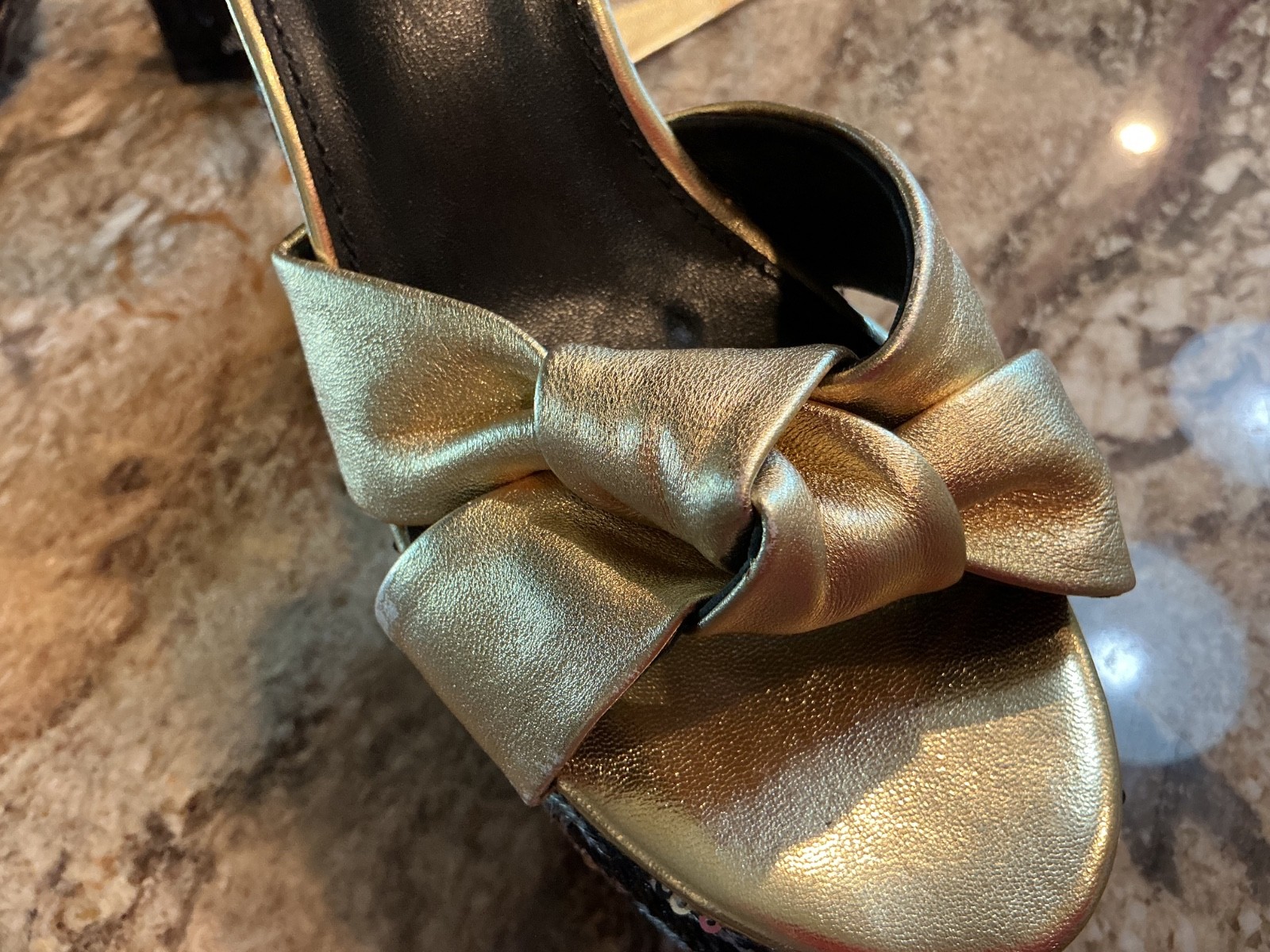 Saint Laurent gold & Silver Moon and Star Platform Sandals Shoes Size 39 READ