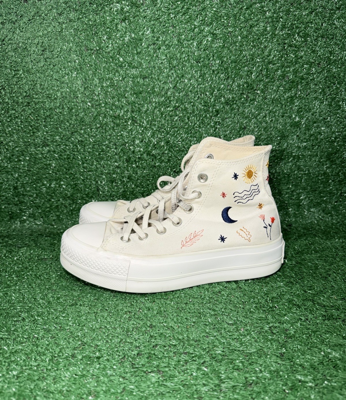 Converse Chuck Taylor All Star Platform White Floral Casual Shoes Women Size 6.5