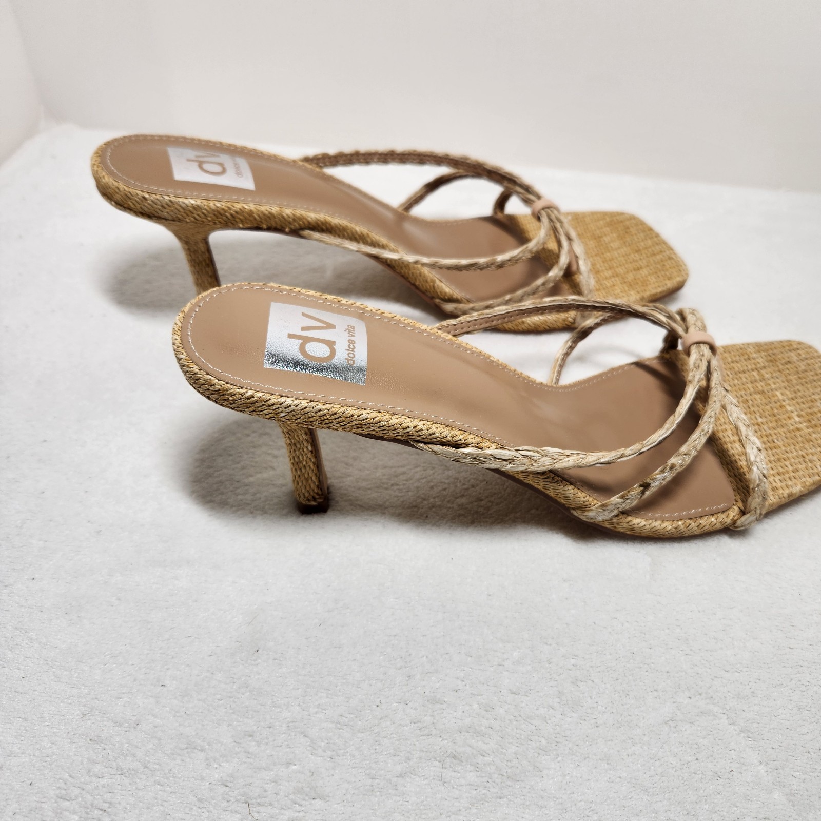Women’s DV Dolce Vita Zini Strappy Stiletto Heel Dress Sandals Raffia Size 9.5