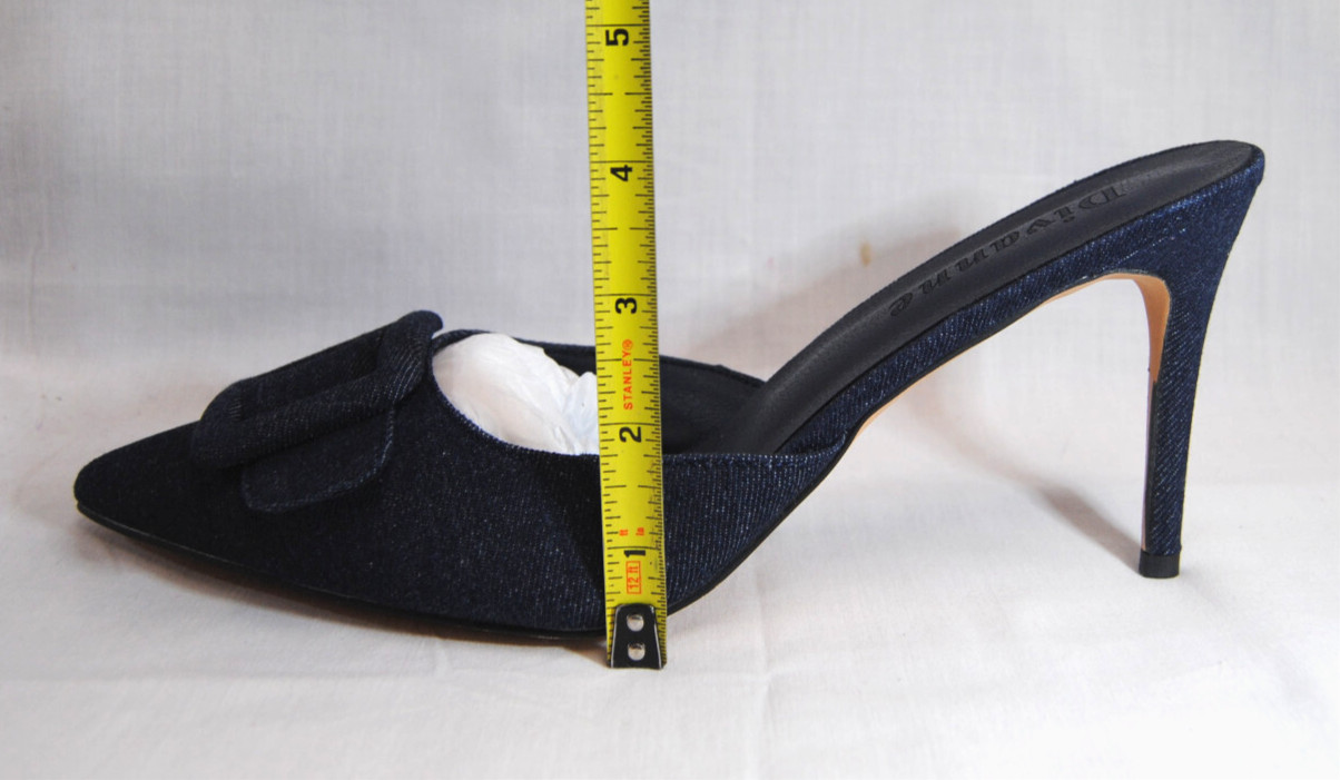 Divanne Women’s Buckle Backless Heeled Mules Pointed-Toe Denim Shoes New T2377