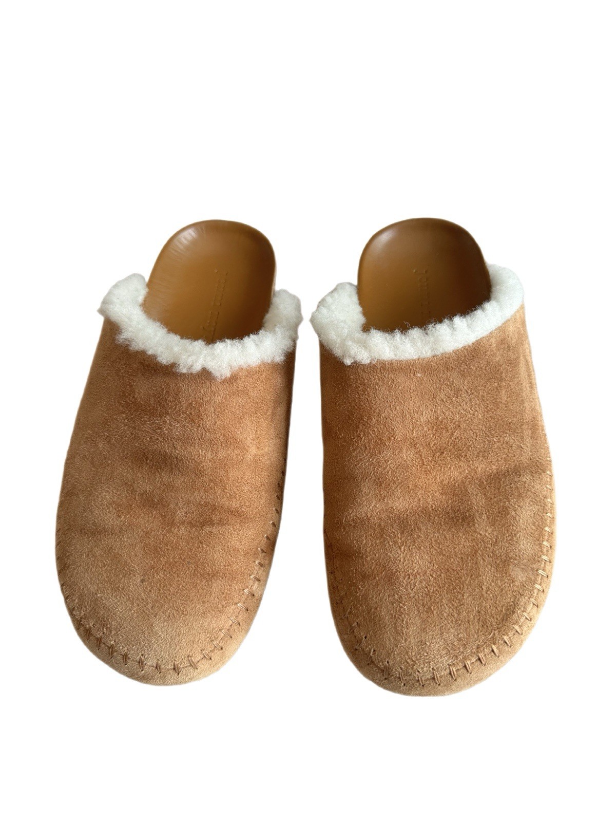 Jenni Kayne Shearling-Lined Tan Suede Mules/Clogs Women’s Size 7.5
