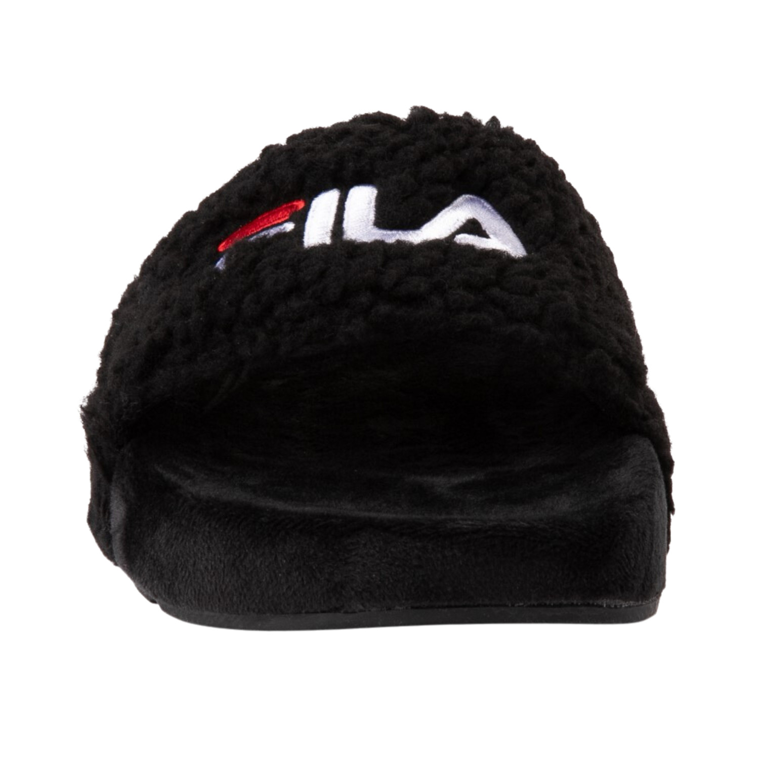 Fila Women’s Fuzzy Drifter Slide Sandal BLACK-Red-White Size 7, 8, 9, 10, New