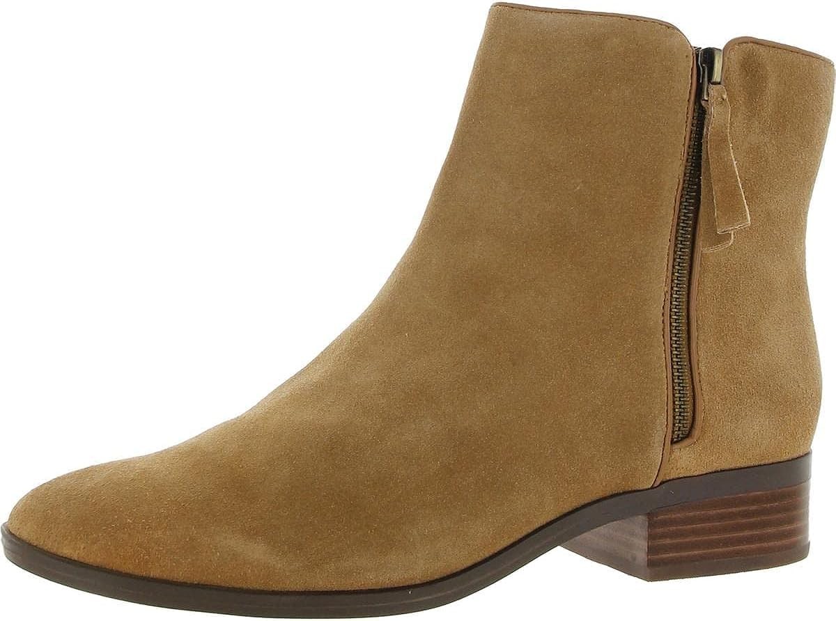Naturalizer Womens Robyn Zipper Suede Ankle Boots Tan 9.5 Medium (B,M) Size 9.5