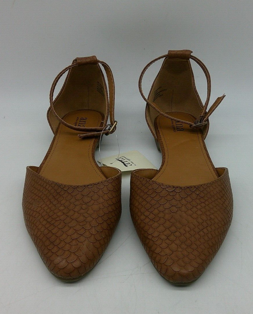A.N.A. Brown Snake Embossed Synthetic Closed Toe Sandals Wmns Sz 9 M Ankle Strap