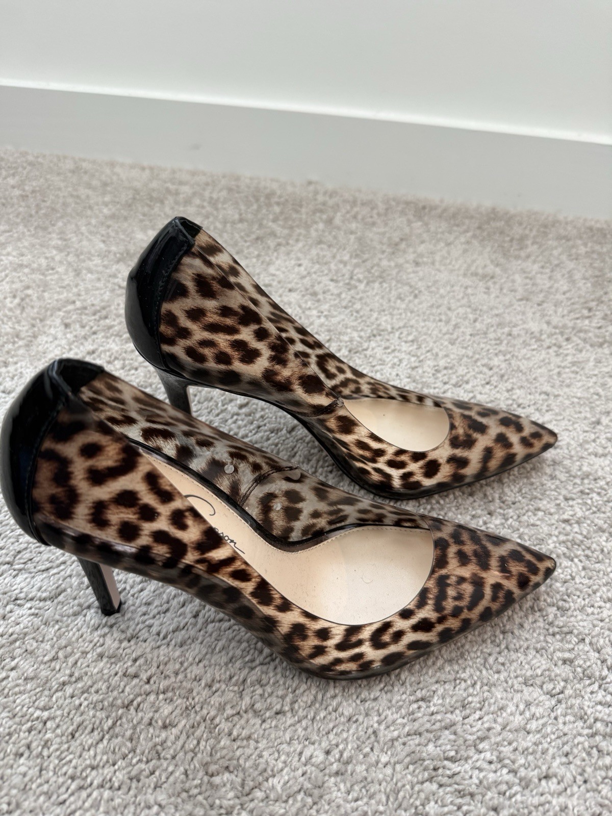 Jessica Simpson Women’s D’Orsay Leopard Print Pointed Toe Stiletto Heels 10