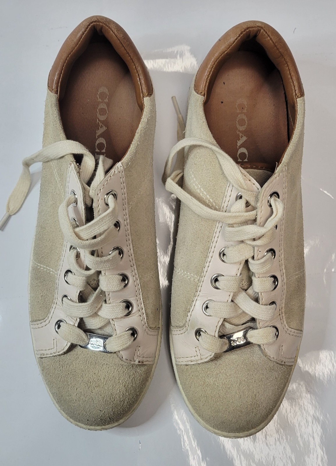 Authentic COACH Low-Top Canvas & Leather Sneakers – Excellent Condition