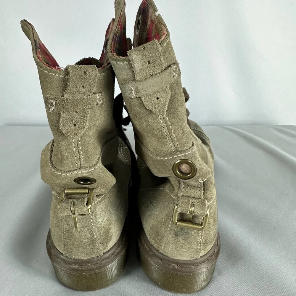 Dr. Martens Suede Fold Down Floral Lined Combat Boots Women’s Size 6 (US) Rare