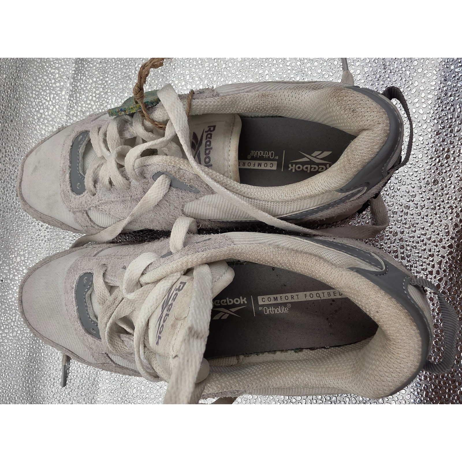 Reebok Womens Grey White Suede Textile Low Top Sneakers Size 8.5 FFC0127923 O1