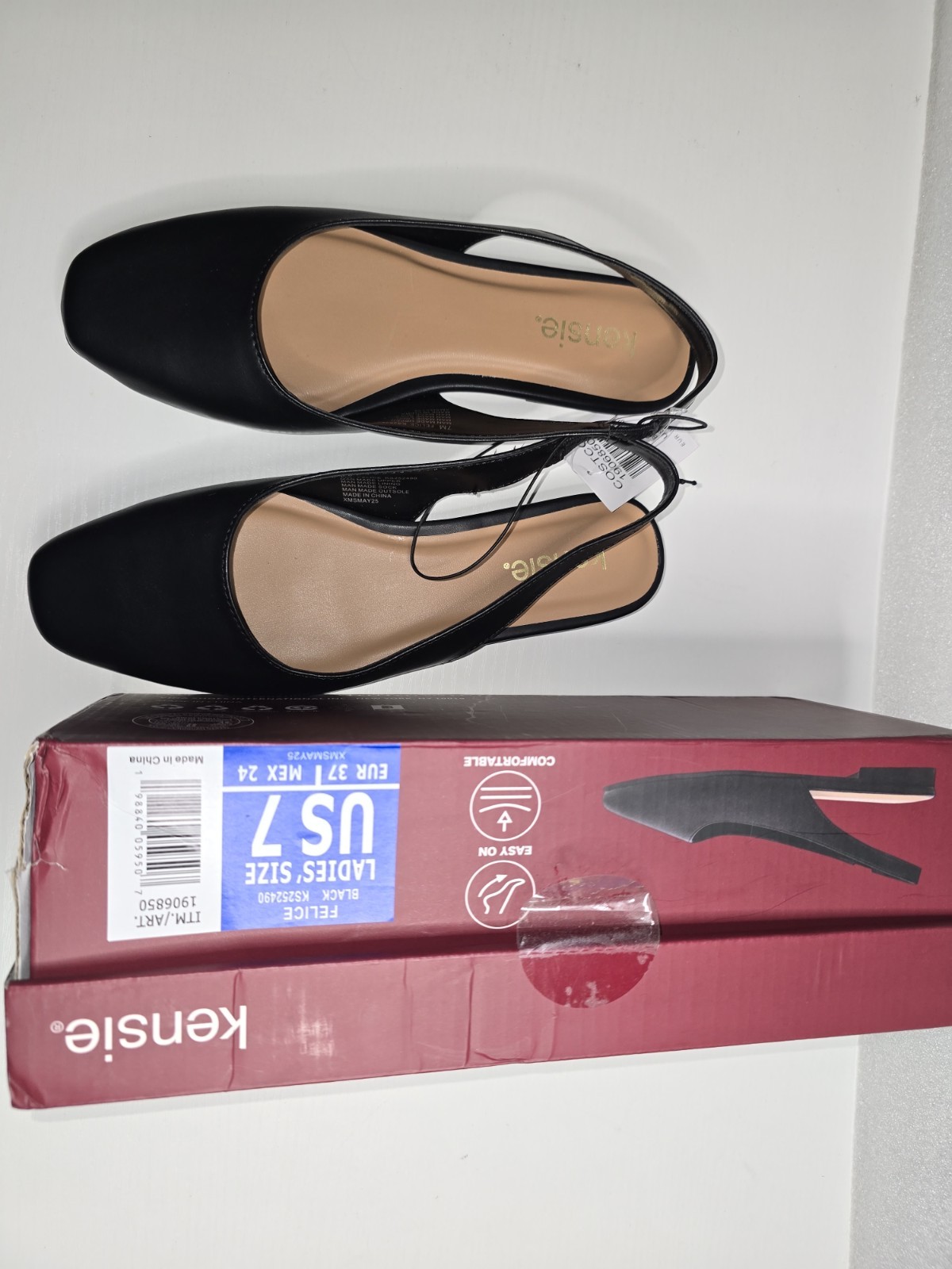 NIB! Kensie Felice Slingback Women’s Black Flats Casual Dress Shoes Size 7