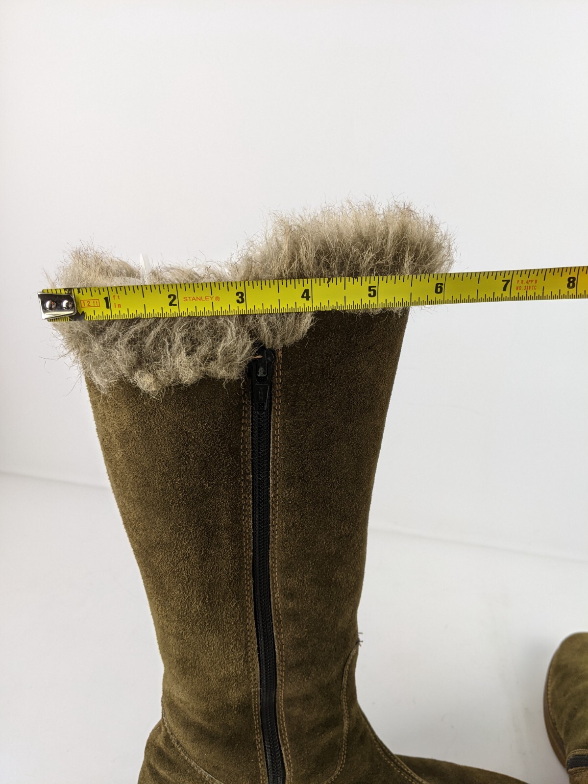 Rieker Faux Fur Lined Olive Side Zip Boots Size 39 US Size 8.5 Winter Fall