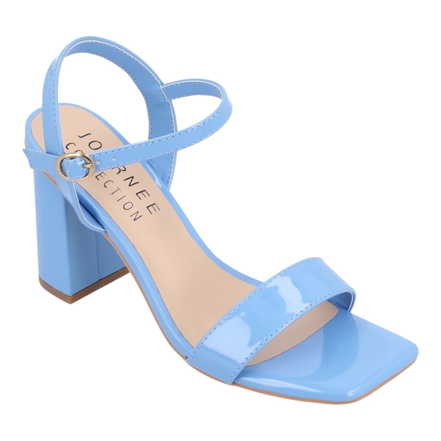 Journee Collection Women’s Tivona Square Toe Block Heel Sandals Blue Size 9 W