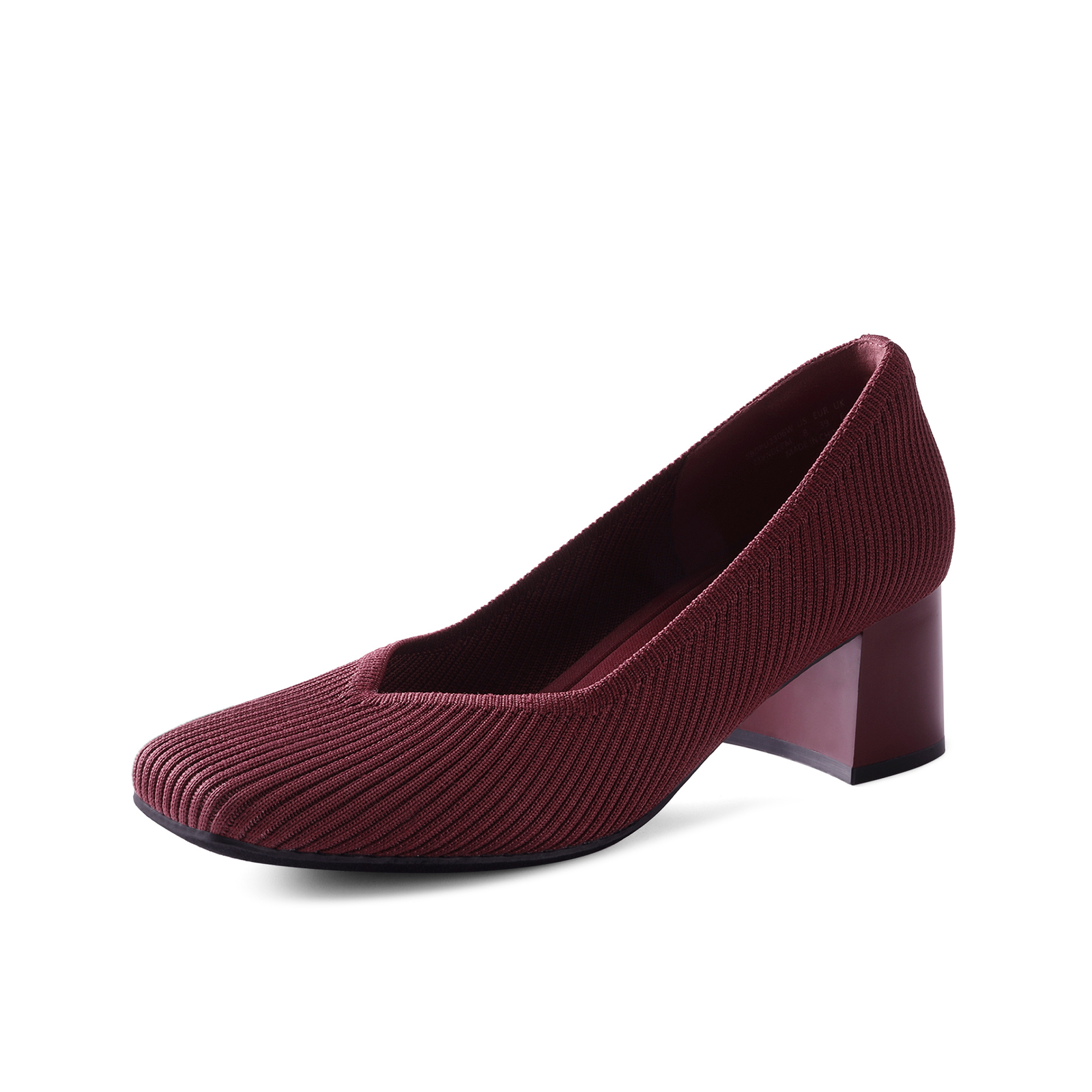 Women Knit Breathable Pumps Square Toe Block Heels All Day Support Dress Pumps~