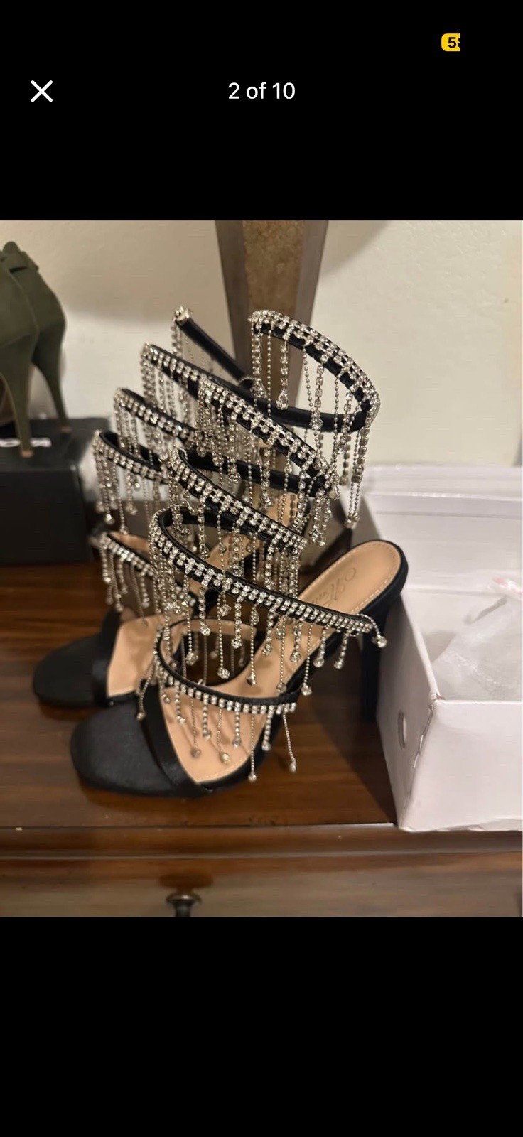 Glamorous Black and Silver Embellished Heels