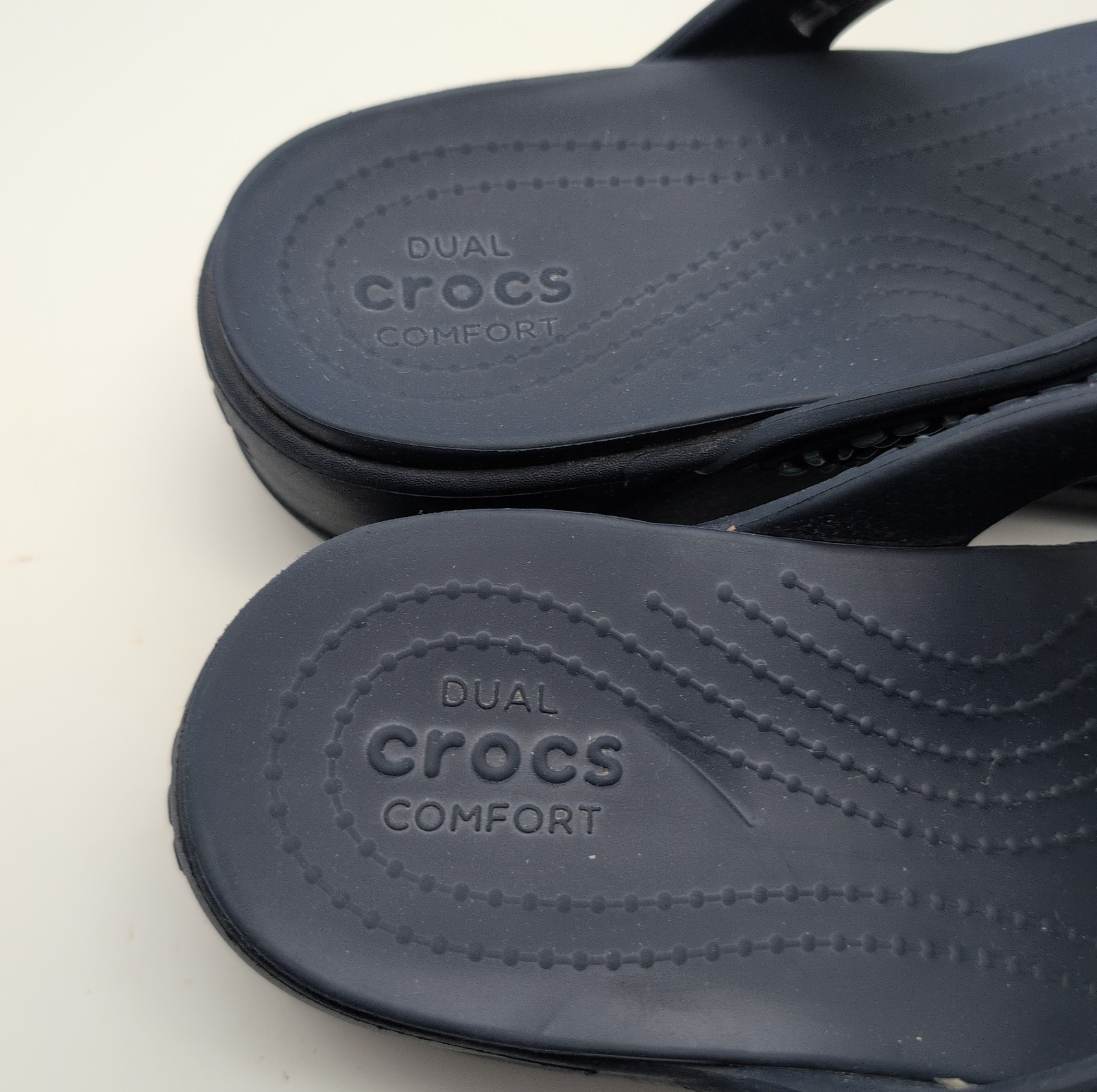 Crocs Monterey Diamante Sandals Womens 10 Blue Comfort Platform Wedge Thong Boho