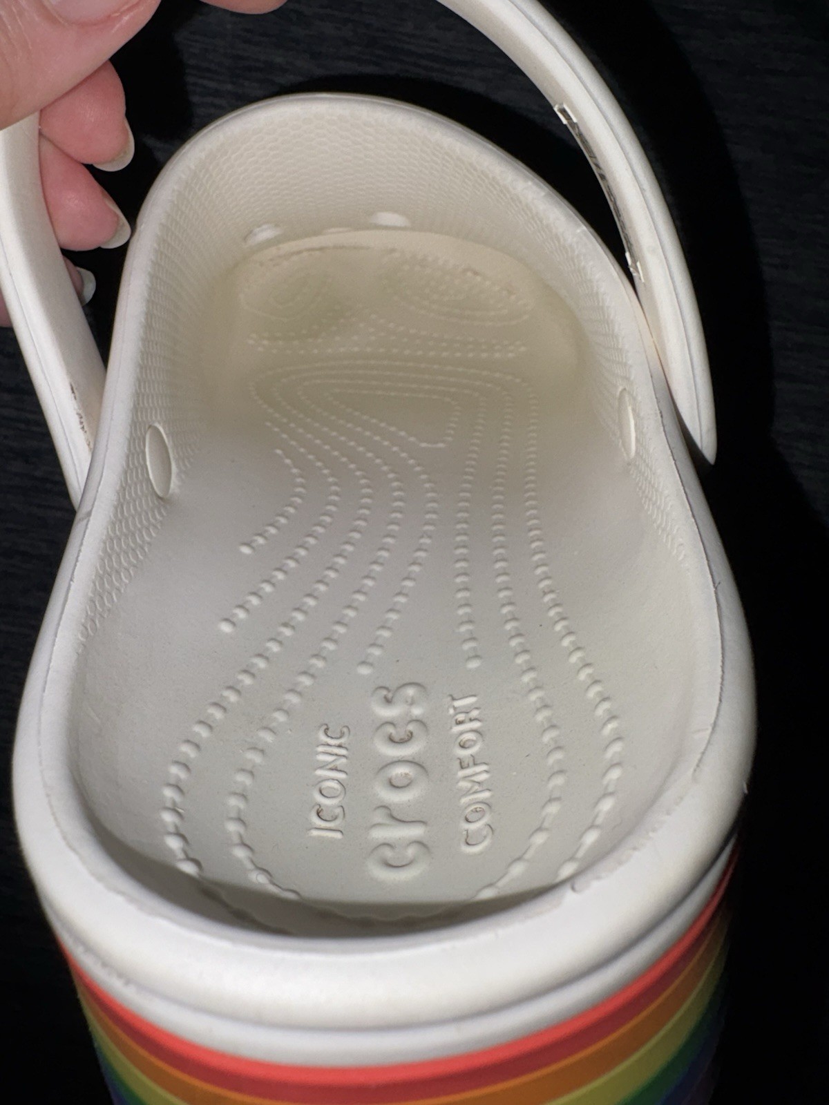 Crocs Iconic Comfort Unisex Men 6 Women 8 Platform Rainbow Shoes