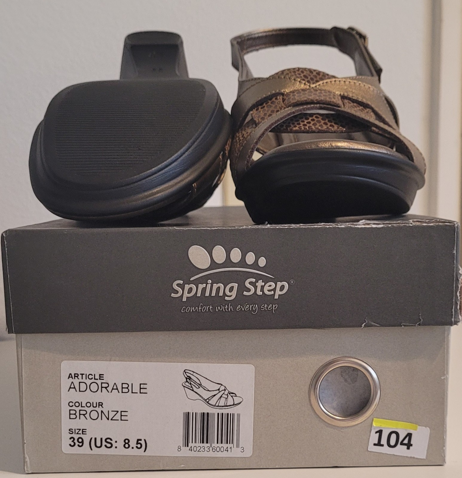 Spring Step «Adorable» Bronze Wedge Sandals – Size 39 (US 8.5)