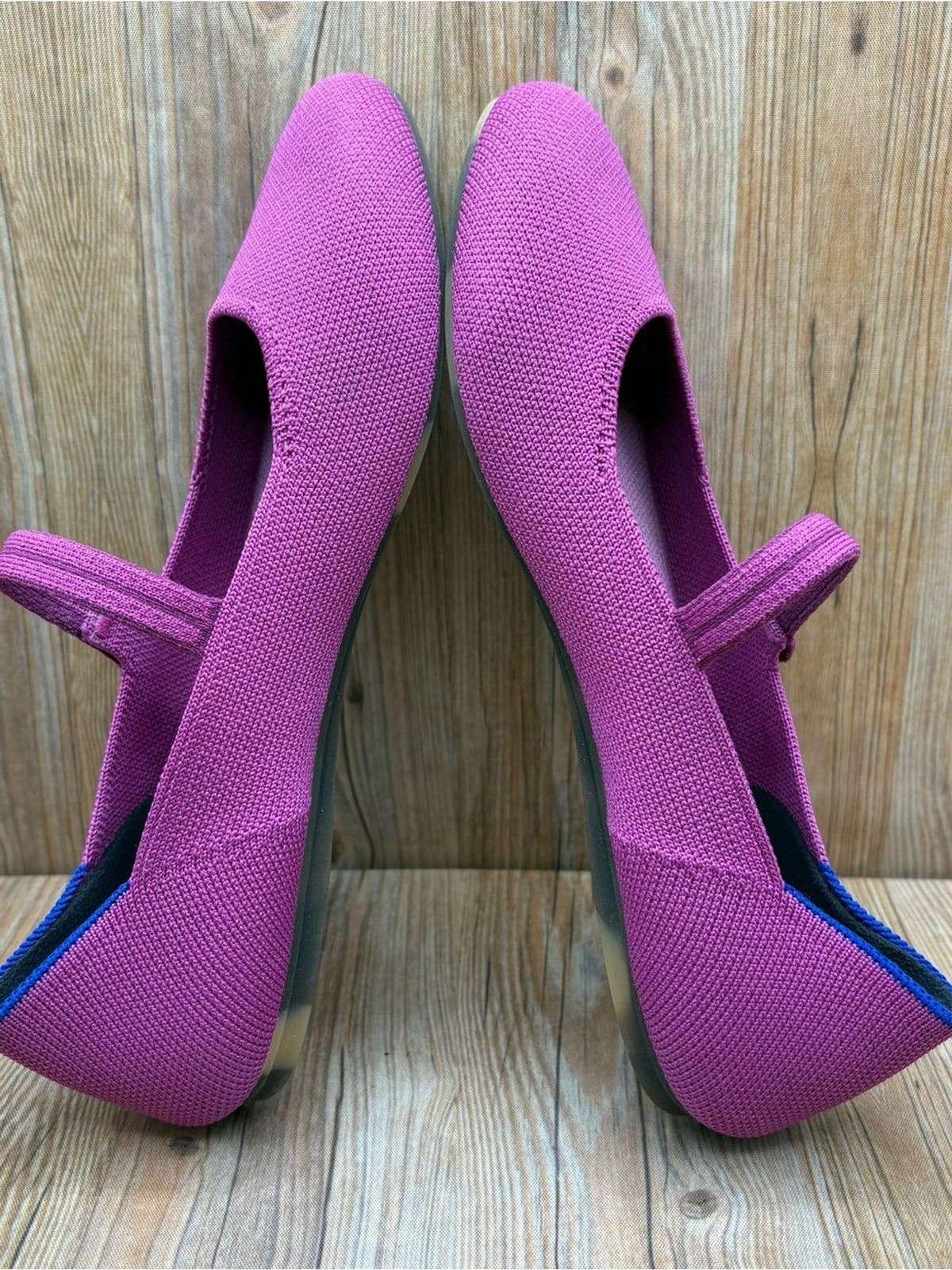Rothy’s The Square Womens Mary Jane Flats Purple Knit Round Toe Size 7