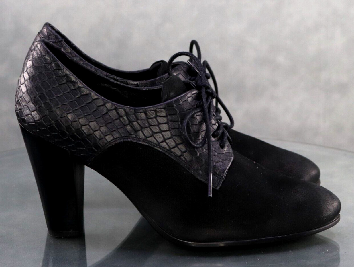 ECCO Women’s Pump Heels Shoes Size EU 40 US 9-9.5 Suede Black Snake Print