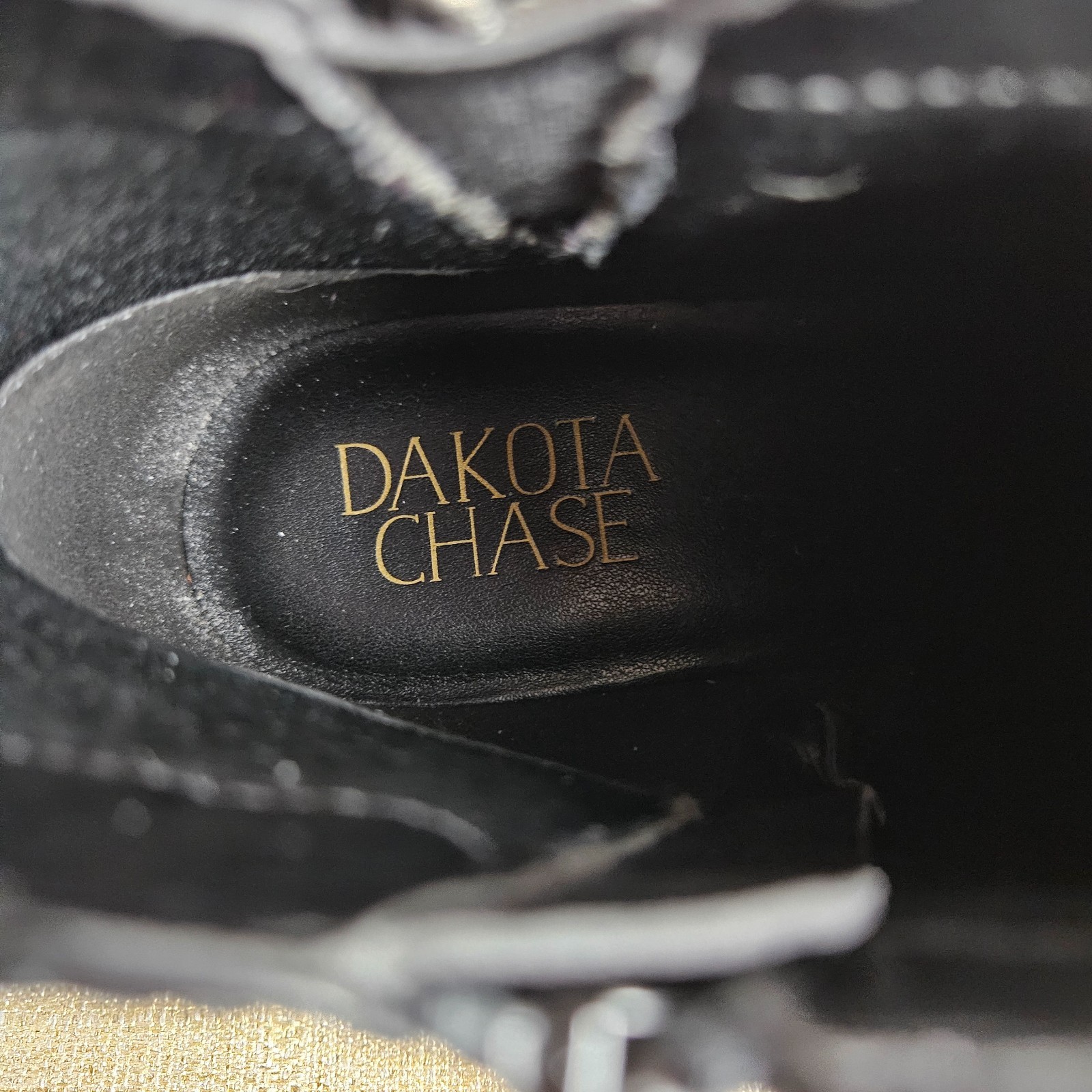 Black Ankle Bootie Dakota Chase Ankle Boots Quilted Buckle Low Heel Zip Womens 8