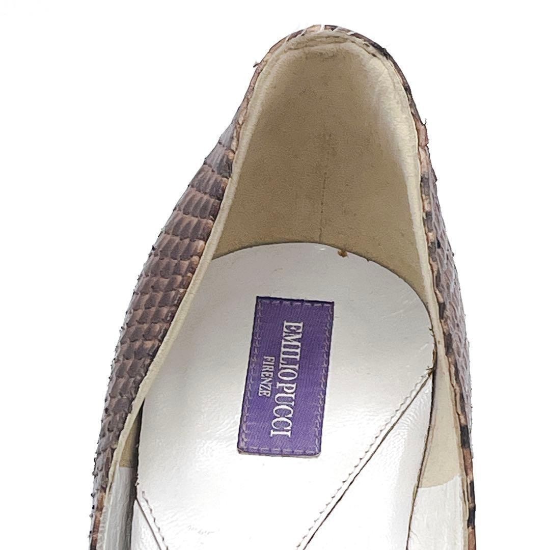 EMILIO PUCCI Python Pumps Heel Pucci-print scarf Open-toe sandal EU 37.5 /UK 4.5