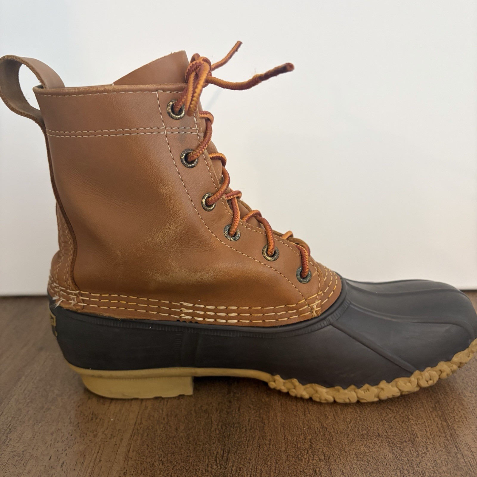 LL Bean Women’s 8M Brown Leather Unlined Hunting Duck Bean Boots