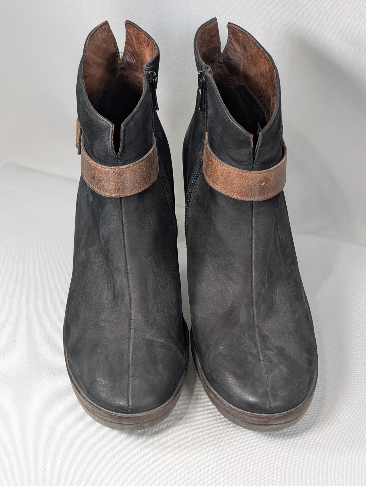 Paul Green Munchen – Womens Heeled Black Brown Leather Boots – Size US 11