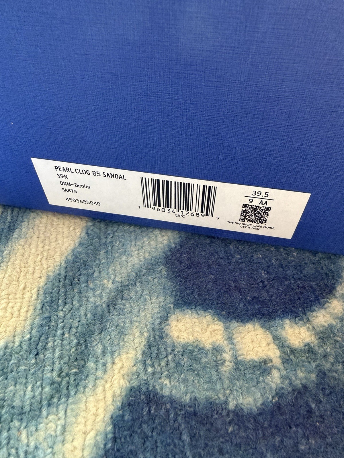 NIB $450 Stuart Weitzman Pearl Clog 85 Sandal Denim Blue Spain BOHO Size 9 AA