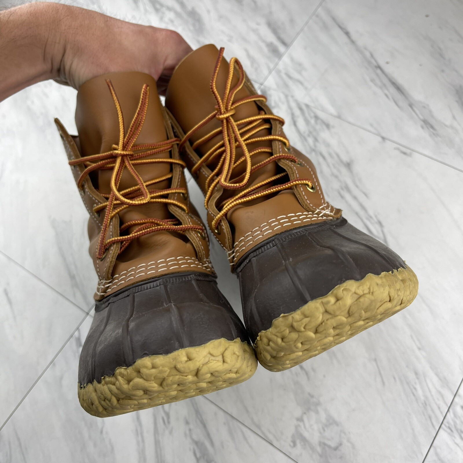 •LL Bean Duck Rubber Boots Made In Maine Women’s 6 M Brown Hunting Outdoor USA
