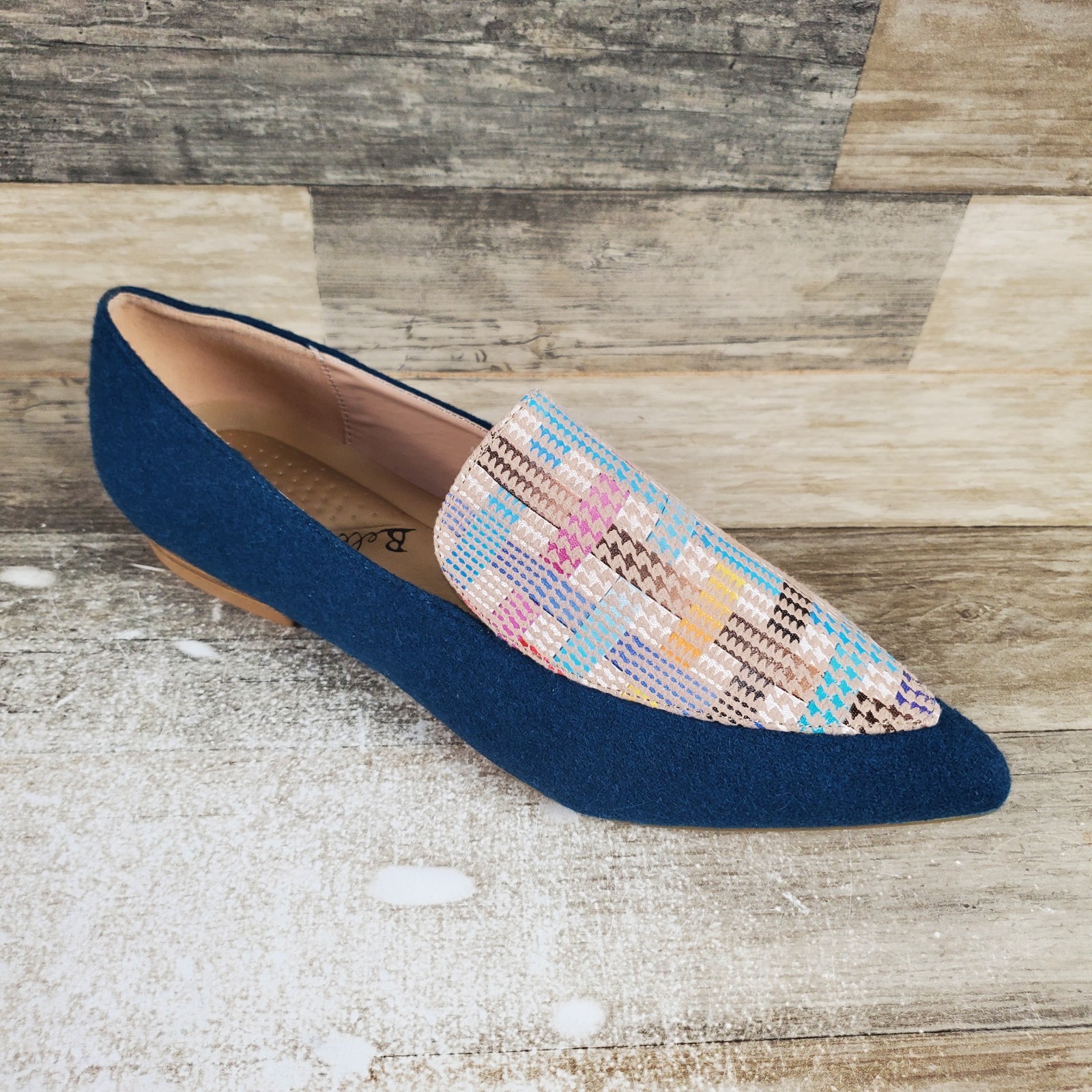 Bellini Ferris Womens Casual Flat Sz 10 M Blue Multi Wool Slip On Pointed Toe