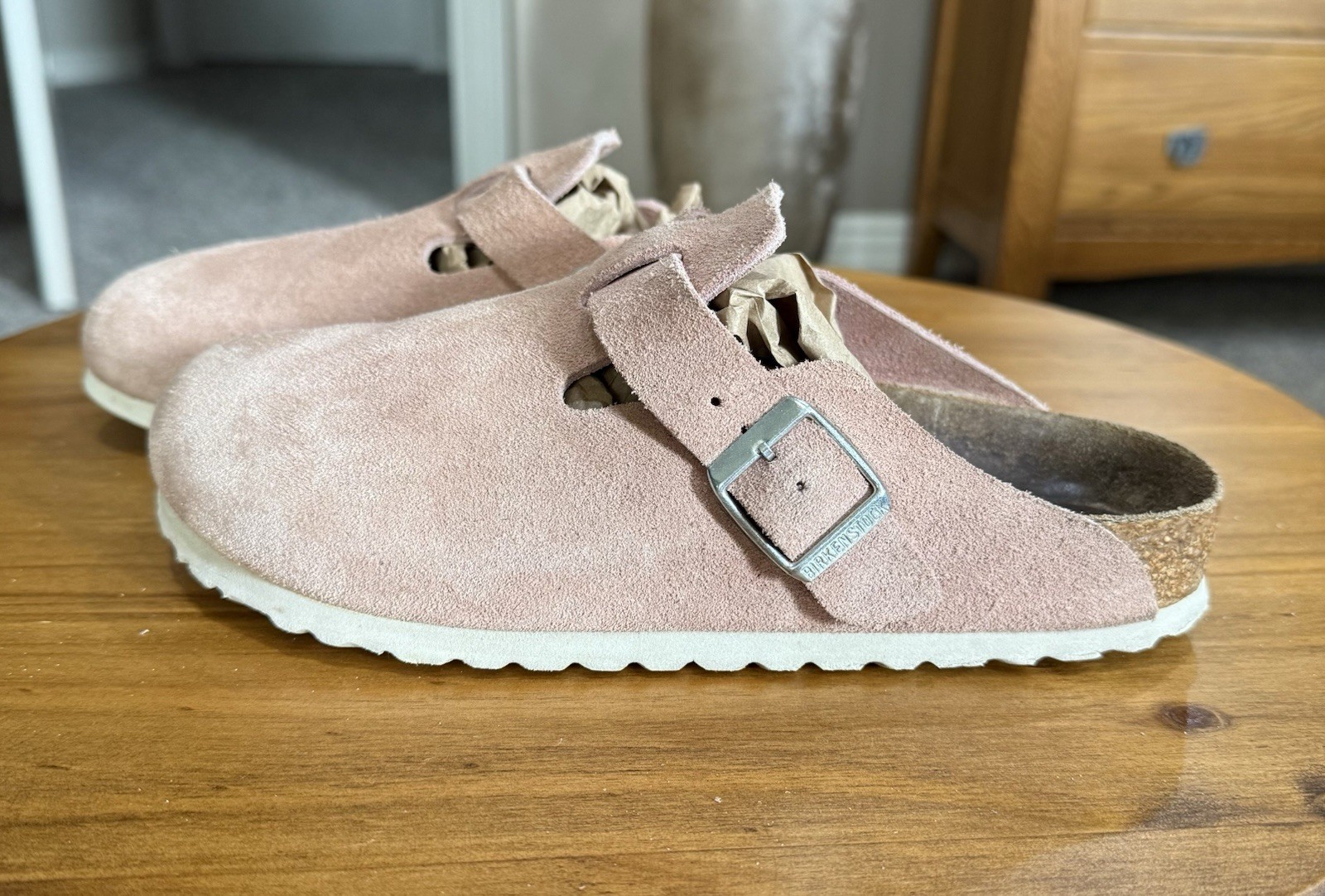 BIRKENSTOCK Boston Suede Leather Pink Clay Clog Shoes Cute & Comfy Size 37