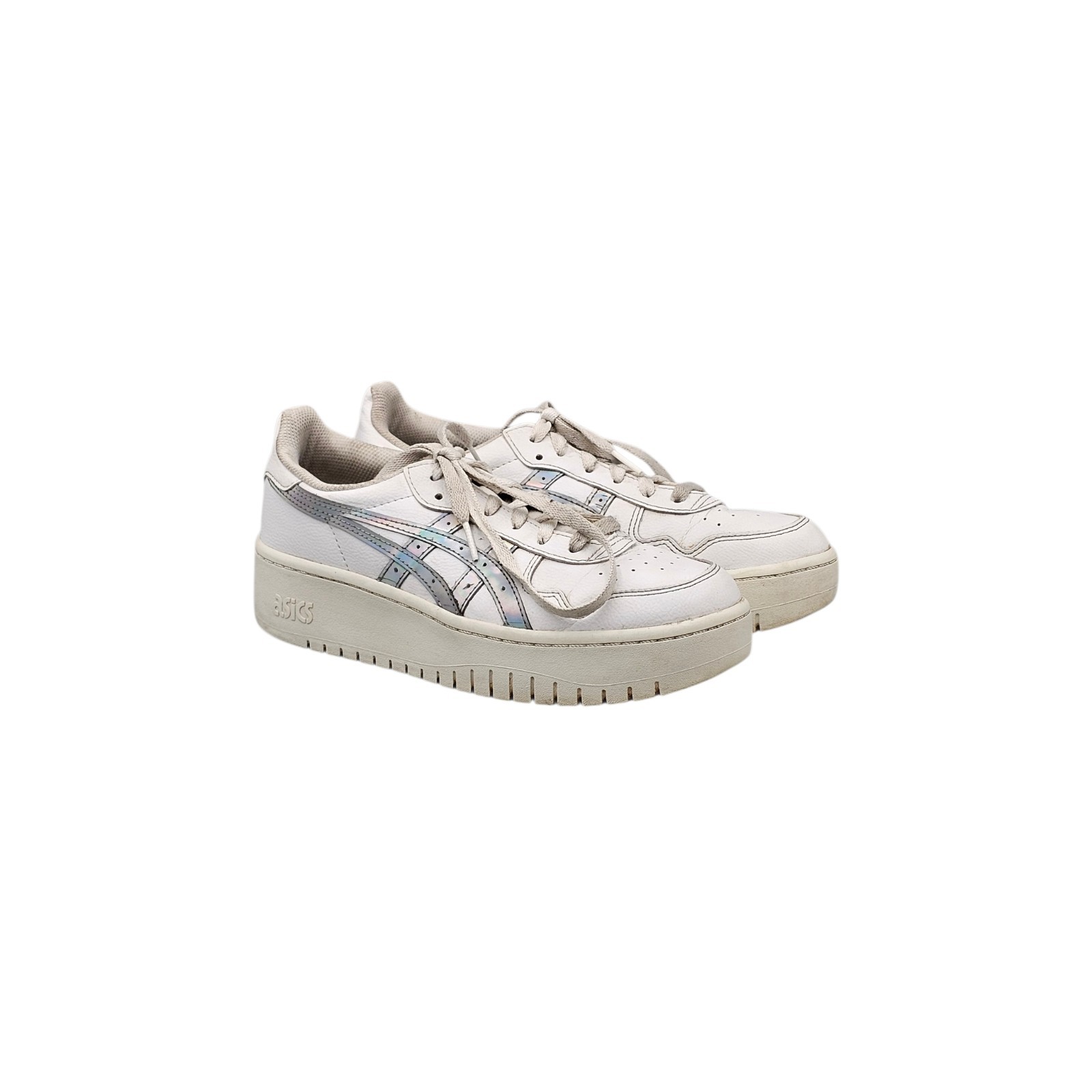 Asics Women’s Size 8 US EUC Japan S PF White Silver Reflective Platform Sneakers