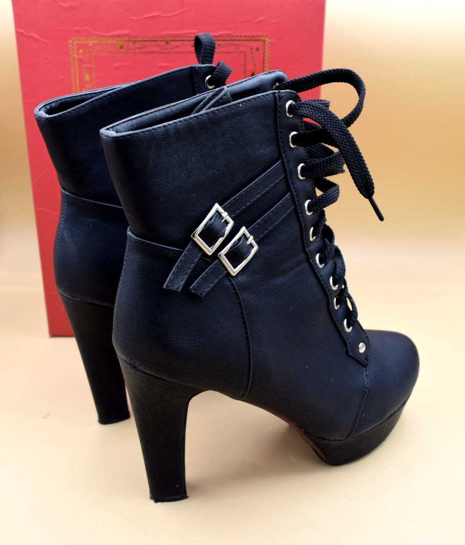 Hinyyrin Ankle Booties Lace Up Punk Cosplay Black Sz 9