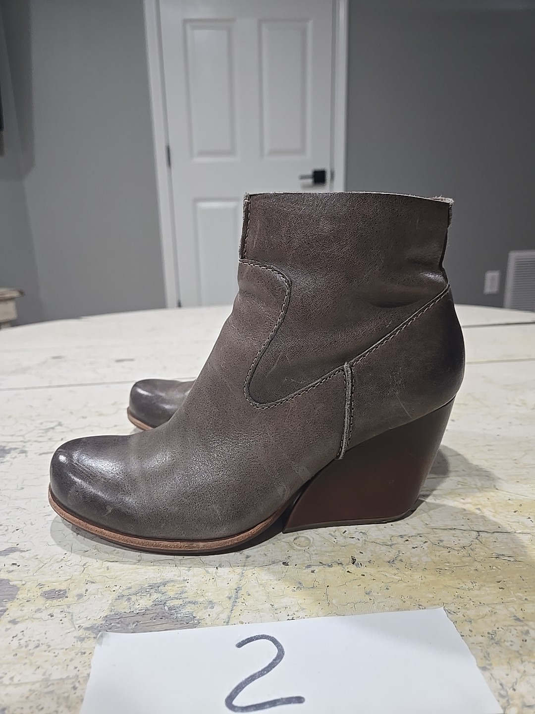 Kork Ease Michelle Boots K27760 Brown Wedge Booties Size 7.5 M
