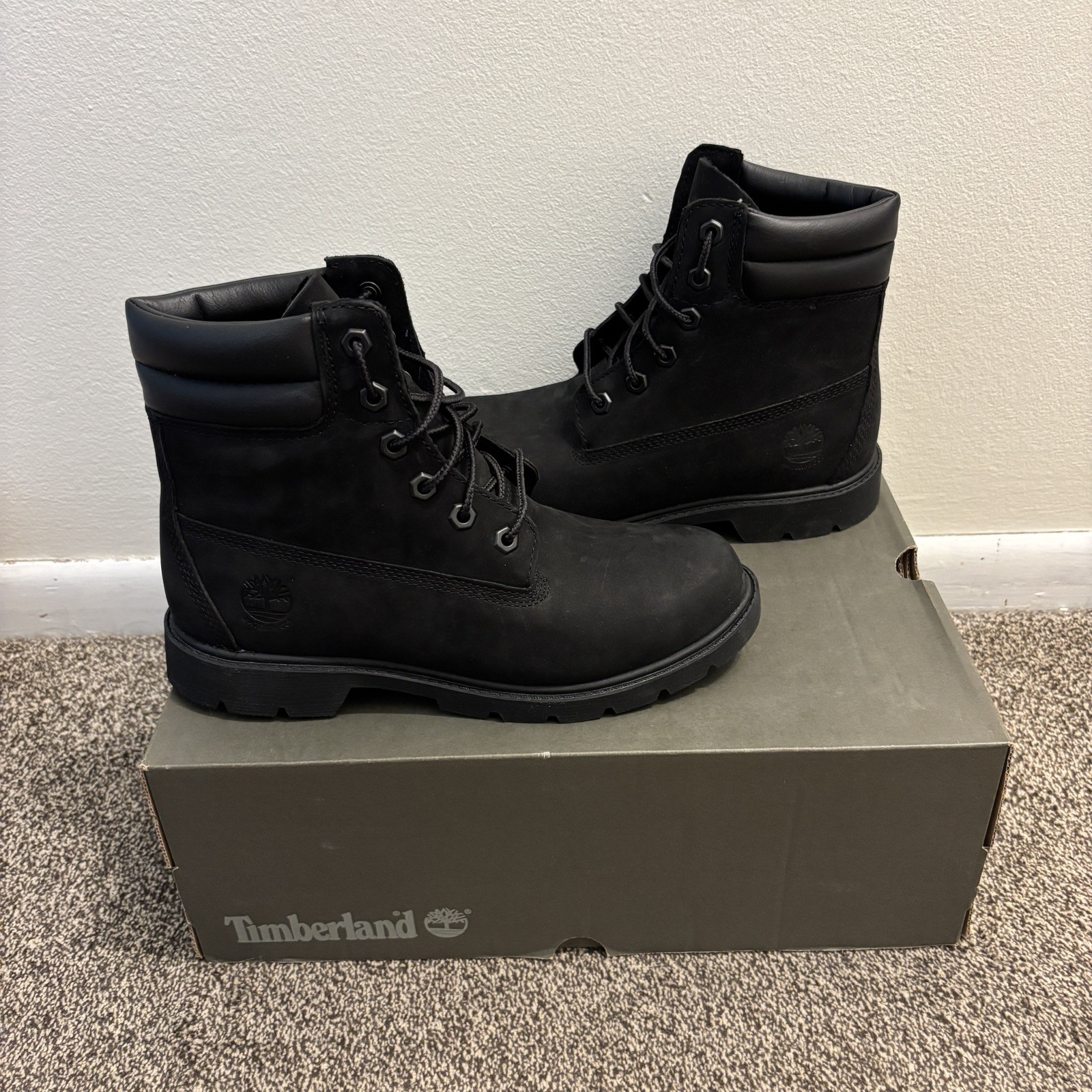 Timberland Boots Womens 7.5 Linden Woods 6″ Waterproof Leather Black A156S A5998