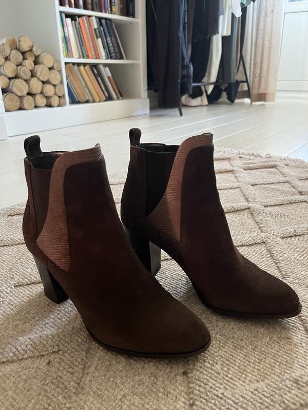 Women navy boot ankle boots brown suede 36